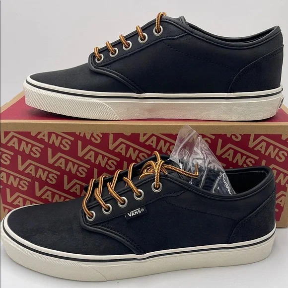 Vans WMNS Black Sneakers Classic Low-Top Design Atwood (Leather)BIck/Marshmallow - Picture 2 of 16